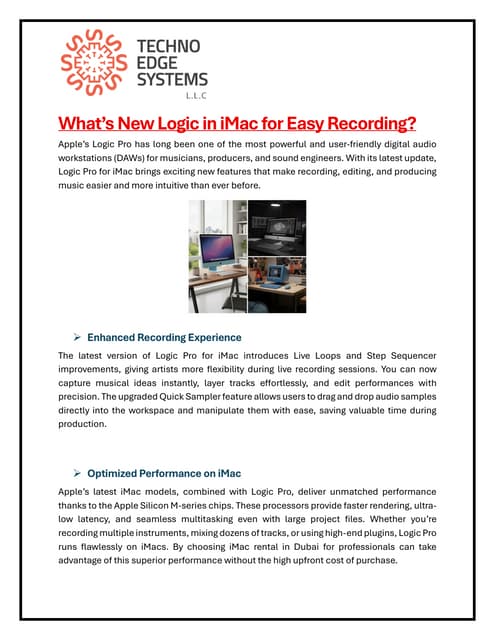 What’s New Logic in iMac for Easy Recording? | PDF